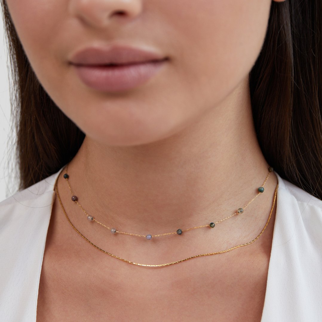Layered Necklace Alana in Gold and Stone