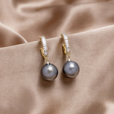 Luxurious Pearl and Zircon Earrings