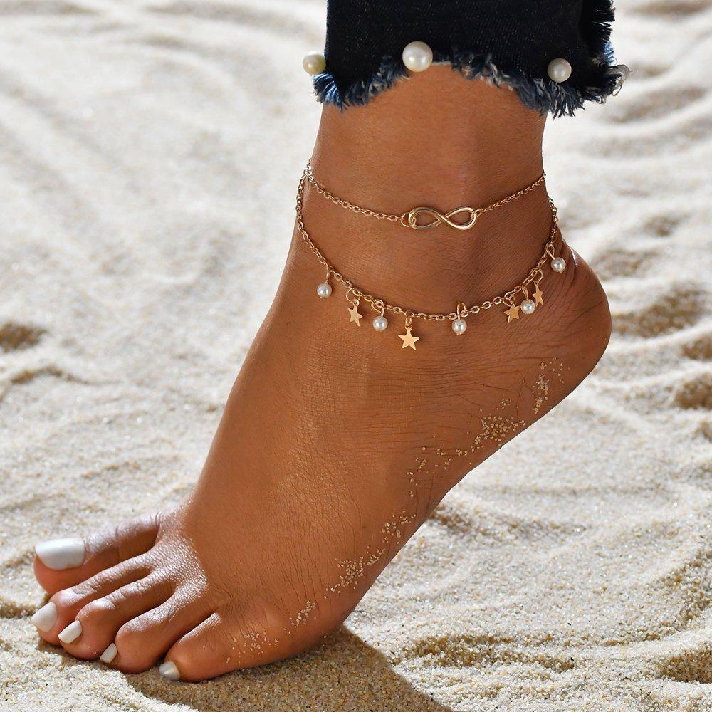 Aspen™ | Infinity Ankle Bracelet with Pearls and Silver