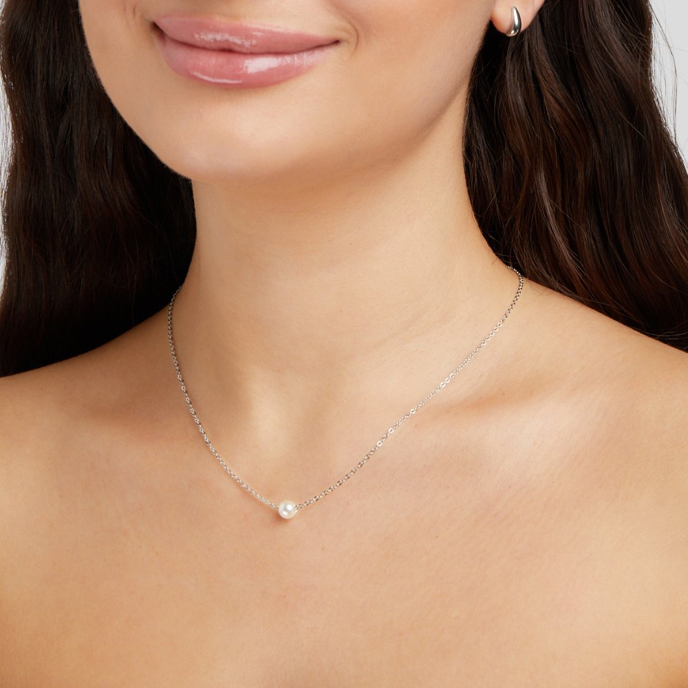 Single Silver Bead Necklace