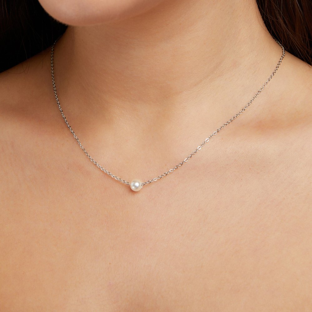 Single Silver Bead Necklace