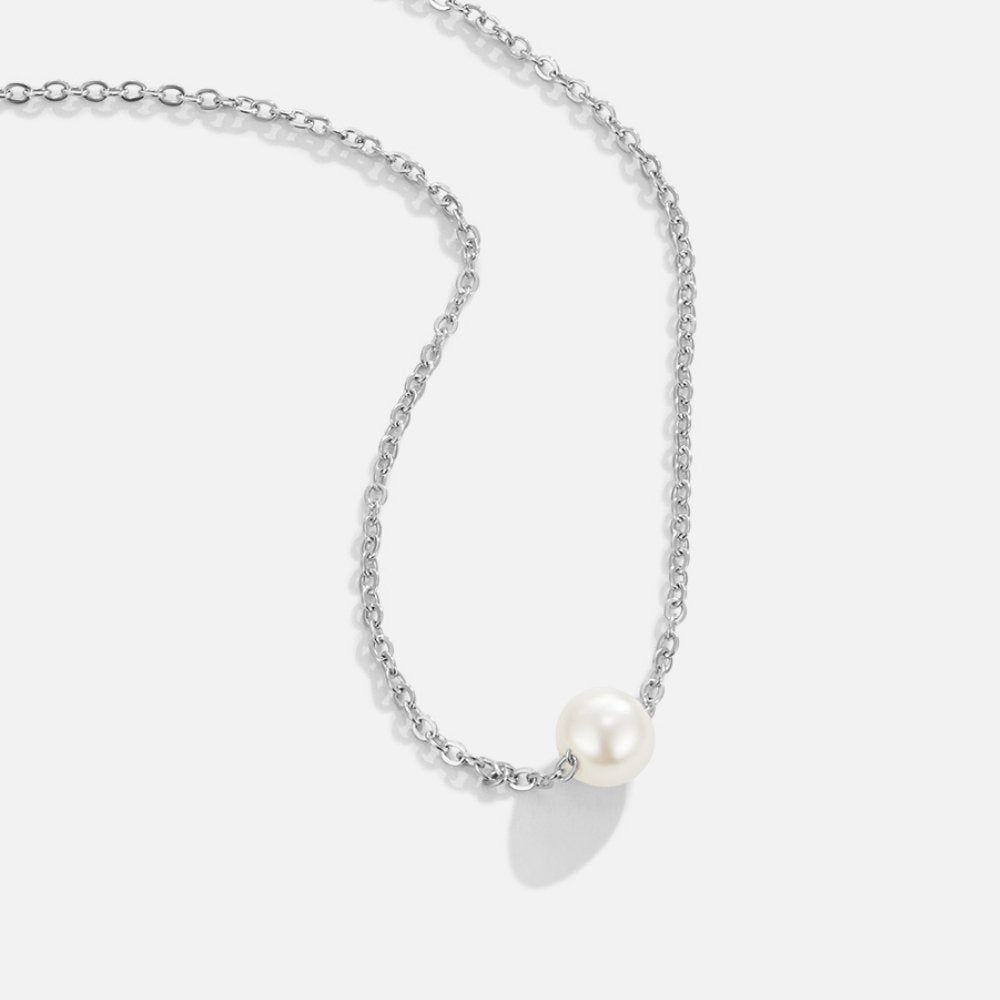 Single Silver Bead Necklace