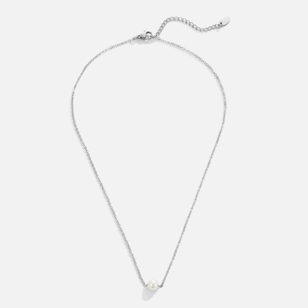 Single Silver Bead Necklace