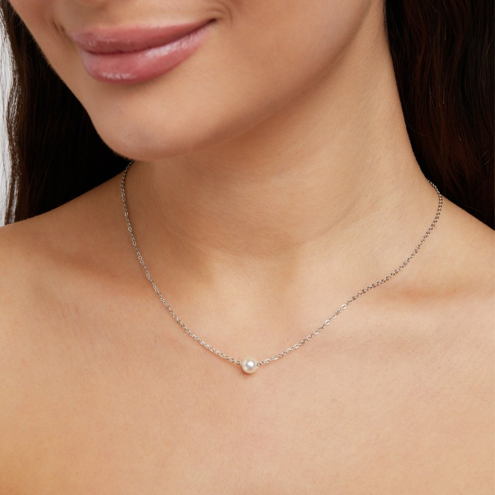 Single Silver Bead Necklace
